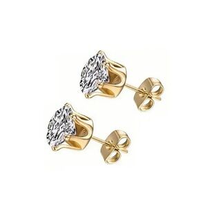 18K Gold Plated Stainless Steel Cubic Zirconia Studs Size 7mm
